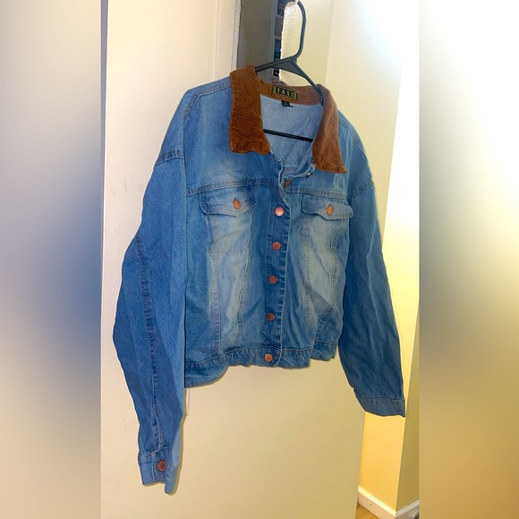Spring Jean Jacket w/ Brown Collar - Picture 1 of 1